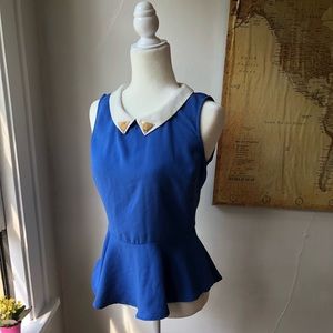 Chloe K Blue Peplum Top